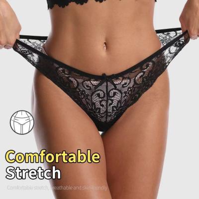 China Women's Sexy G-Strings Lingerie Lace Panties Breathable Underwear Thong Panties Buttocks Female Transparent Girls for sale