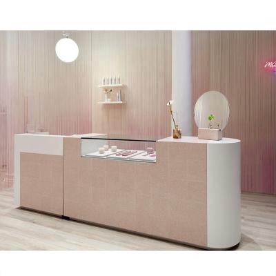 China Cosmetic Store Customized Mall MDF Furniture Makeup Floor Stands Cosmetic Display Cosmetics Floor Display Stand for sale