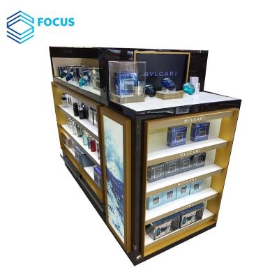 China Wooden Cosmetic Shop Display Counter Make Up Cosmetic Display Cabinet Mall Kiosk Product Display Stands for sale