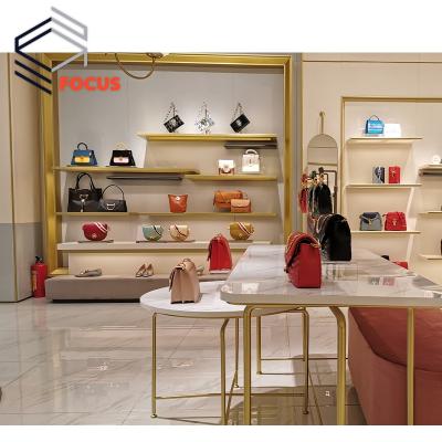 China Modern Stylish Boutique Store Furniture Shoe Display Rack Bag Display Cabinet For Shoes And Bags Display for sale