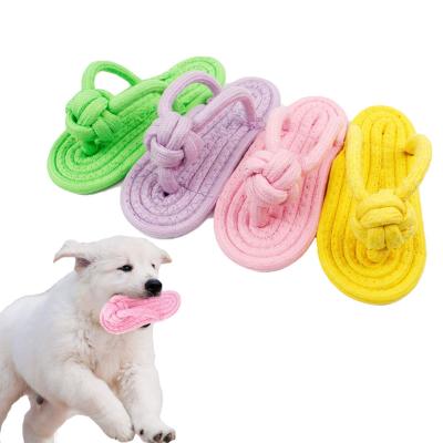 China Custom Stocked Hand Weave Cotton Rope Pet Pet Training Interactive Slipper Dog Toys for sale