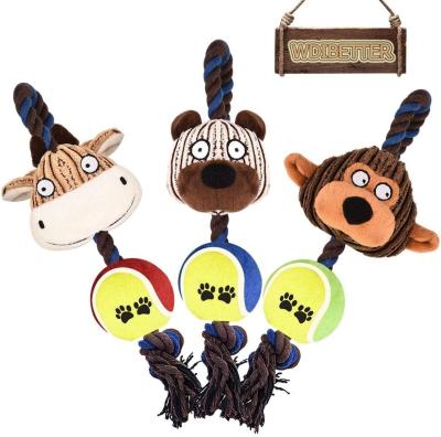 China Plush Wholesale Sustainable Goods Tennis Cotton Rope Maker Squeaky Interactive Dog Toys For Medium Dogs for sale