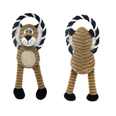 China Wholesale Viable Corduroy Lion Tiger Elephant Shape Squeaky Plush Dog Toy for sale