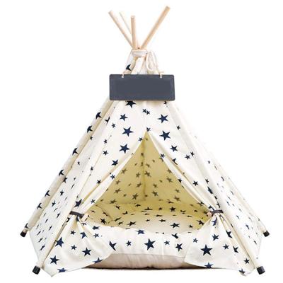 China Viable Cheap Pet Sleep Beds With Soft Cushion And Blackboard Indian Pet Teepee Tents For Small Dogs for sale