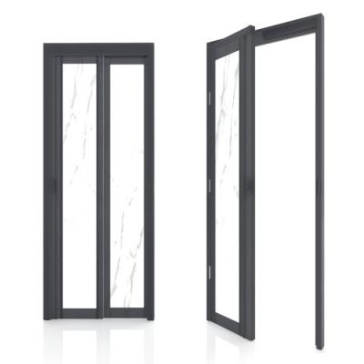 China French Aluminum Swing Door Windproof Aluminum Frame Frosted Bathroom Kitchen Glass Swing Door for sale