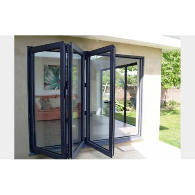 China Sound Insulation Custom 80 Series Glass Exterior Double Folding Door for sale