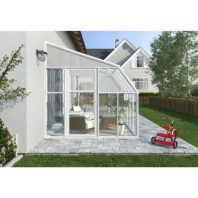 China Modern Aluminum Sunrooms Conservatory Curved Roof Winter Garden House Lean To Wall Solarium for sale