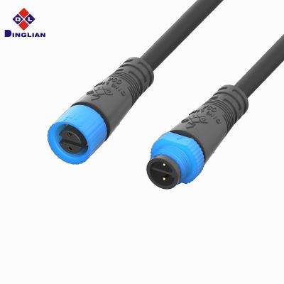 China Outdoor Lighting Custom 2P PA66 M15 Round Flat Wire Industrial IP67 2 Pin Waterproof Solar Wire Connector for sale