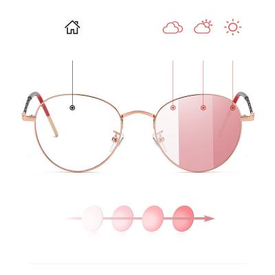 China Indicating Fashion Photochromic Glasses Eyewear Color Blue Light Blocking Lenses 2021 Men Women Anti Change Optical Glasses for sale