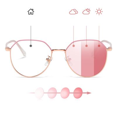 China 2021 Fashion Reading Glasses Photochromic Glasses Color Blue Light Blocking Glasses Men Women Anti Change Optical Glasses for sale