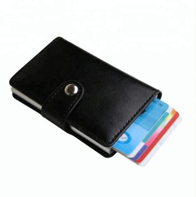 China RFID Leather Lock RFID Blocking Slim Business Credit Card Holder Wallet Credit Card Holder for sale