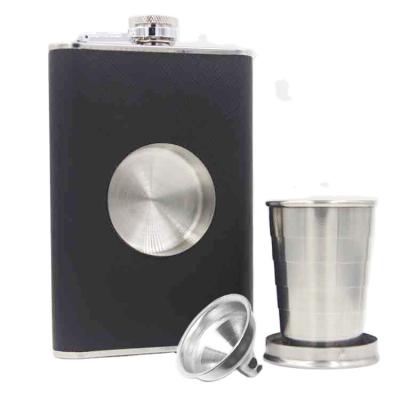 China Eco-friendly original hot sale shot glass stainless steel built-in collapsing pulled flask for sale