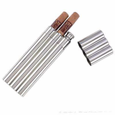 China Eco - Friendly 2oZ Stainless Steel Mirror Flask With 2 Cigar Tubes for sale