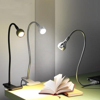 China USB Flexible Power Clip Holder LED Book Light Desk Lamp 1W LED Reading Lamp Flexible Lamp Switch On/Off USB Neck Table Lamp For Bedroom Study Room to sleep for sale