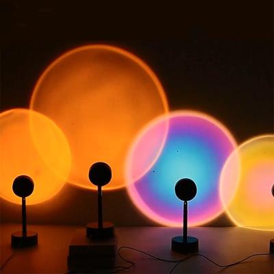 China 2021 Modern New Gift Led Night Light USB Rainbow Projector Sunset Night Lights Cafe Bar Decoration Sunset Lamp for sale