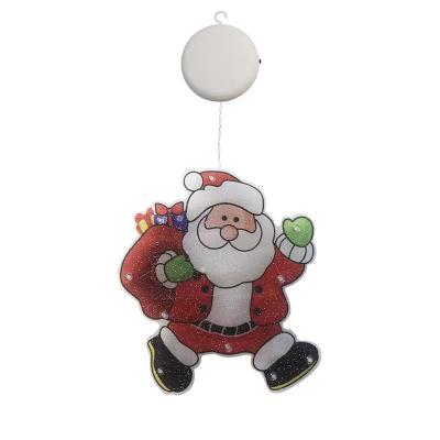 China Modern Creative Santa Claus Snowman Cup Sucker Window Christmas LED Star Christmas Deer Snowflakes Decorative Hanging Lights for sale