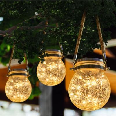 China Crystal Ball Solar Lamp Waterproof Eco-Friendly 30 LED Fairy Lights Hanging Lamp Outdoor Christmas Garden Wedding Decor String Chandelier for sale