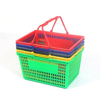 China Environmental Friendly Shopping Basket Double Handle Shopping Pink Shopping Basket Printing Plastic Shopping Carry Basket for sale