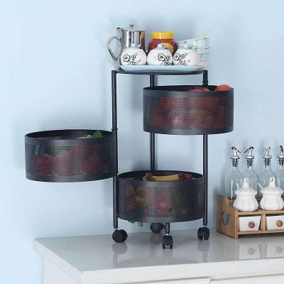 China Sustainable Multi-Layer Revolving Rotating Storage Rack Kitchen Basket Storage Rack Vegetable Rack For Vegetables And Fruits for sale