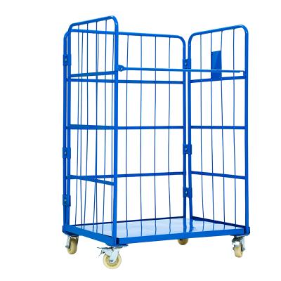 China Steel Industrial Container Cages Foldable Carts Warehouse Storage Roll Container Cart for sale