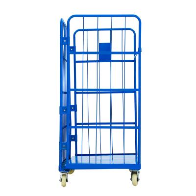 China Steel Stackable Portable Container Pallet Roll Metal Cage Logistic Trolley With Casters for sale