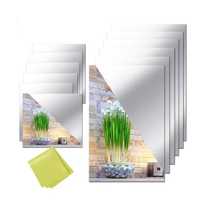 China Waterproof Self Adhesive Acrylic Mirror Covers Non Glass Mirror Tiles Mirror Stickers For Wall Home Decor for sale