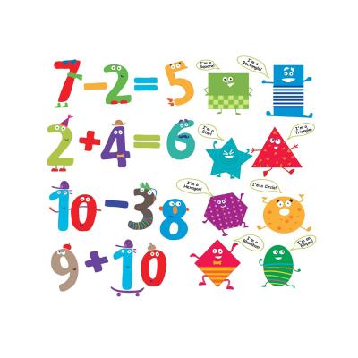 China Custom Waterproof Numbers and Shapes Learning Wall Decals for Kids Educational Math Classroom Stickers for Christmas Gift for sale