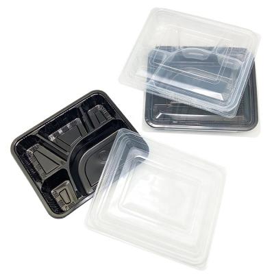 China 5 Compartment Takeaway Food Storage Container PP Plastic Disposable Lunch Box Microwavable for sale