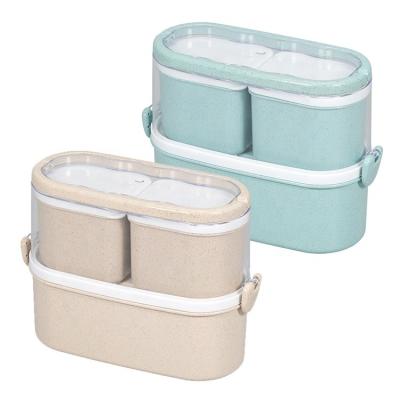 China Eco Friendly Portable Kids Food Storage Container Microwavable Bento Lunch Box Wheat Straw for sale