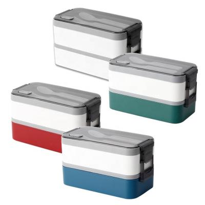China Microwavable For School PP Plastic Bento Lunch Box Kids 2 Layers Compartment Airtight Food Containers for sale