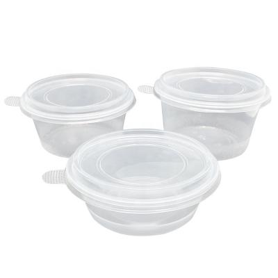 China 500ML Vintage Take Out Clear Round Storage Containers With Lid Disposable Plastic Food Salad Soup Bowl for sale