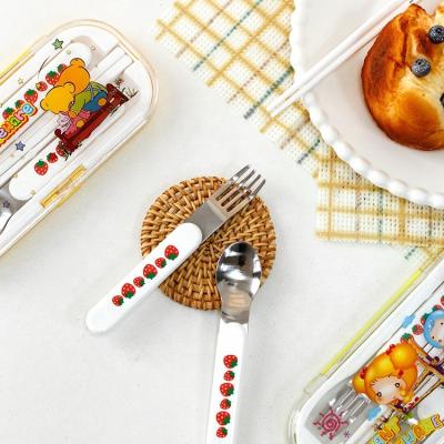 China Viable For Kids Portable With Reusable Plastic Box Spoon Fork Chopsticks Tableware Set for sale