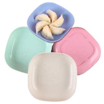 China Viable Tableware Reusable Food Container Dish Plastic Wheat Straw Square Plate for sale