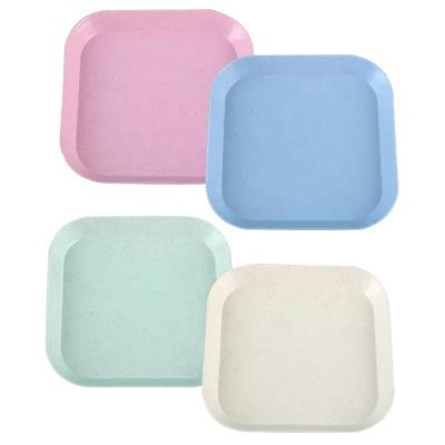 China Sustainable Lightweight Reusable Dinner Food Dish Fiber PP Plastic Square Wheat Straw Plate for sale