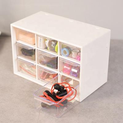 China Office 9 Grids Makeup Viable Jewelry Plastic Organizer Box Stackable Drawer Plastic Storage for sale