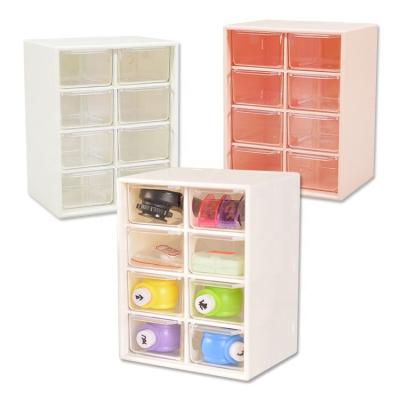 China 8 Viable Stackable Plastic Makeup Desk Storage Box Grids Desktop Jewelry Drawer Organizers for sale