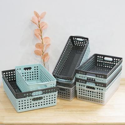 China Stackable Plastic Desktop Sustainable Hollow Storage Basket Kitchen Fruit Vegetable Organizer for sale