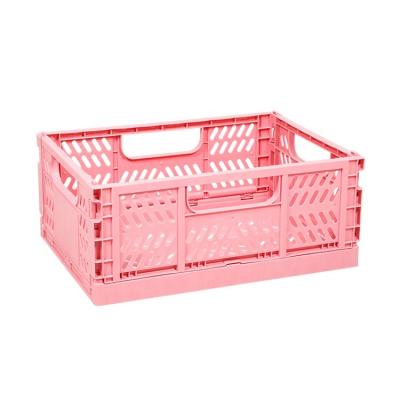 China Sustainable Stackable With Carry Handle Fruit Food Organizer Storage Desktop Plastic Portable Folding Baskets for sale