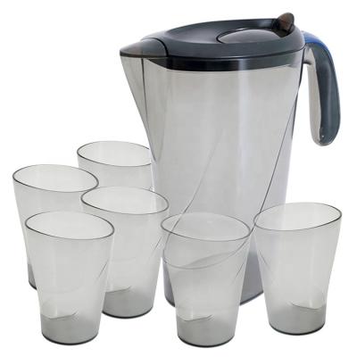 China Viable Necessity 2.8L Summer Large Capacity Transparent With 6 Cups Pitcher Plastic Cold Set Water Bottle Jug for sale