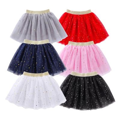 China New Fashion Children's Breathable 3-15 Years Girl Star Sequined Skirt 3 Layers Mesh Tutu Skirt Ballet Mini Tutu Skirt High Quality For Child for sale