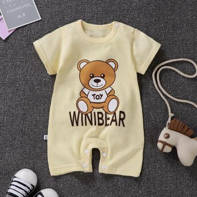 China High 100% cotton. New quality cotton baby romper summer children's short sleeve 100% fabric baby cartoon overalls jumpsuit for sale