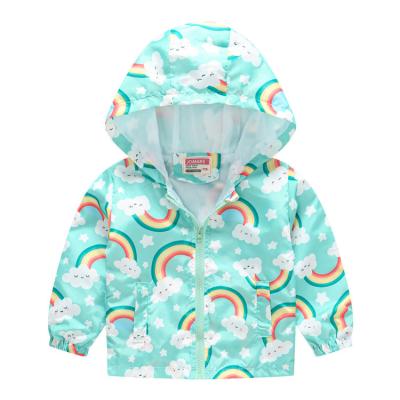 China Spring and Autumn Breathable Toddlers Zippered Ditch Coat Boys and Girls Fashion Cartoon Print Infants Cute Hooded Anorak Jacket for sale