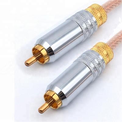 China Multimedia High Quality Shiny Gold Plated Dual Audio Shielded Subwoofer RCA To RCA Cable for sale