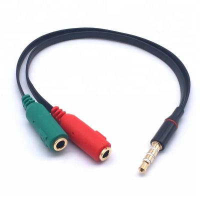 China Multimedia 3-Ring 3.5mm AUX. to Microphone and Earphone Jack Audio Splitter Adapter Cable for sale