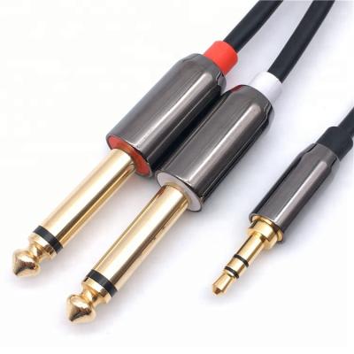 China Multimedia Gold Plated 3.5mm To Dual 6.35mm 1/4