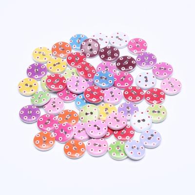 China 100pcs/bag Washable 15mm Dots Painted Wooden Buttons Spotted Mixed DIY Opener Scrapbooking Around Sewing DIY Crafts for sale