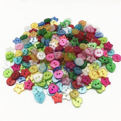 China 100pcs/bag Washable Glitter Heart Star Round Mixed 2 Holes Sewing Buttons Glitter Crafts DIY Christmas Baby Dressing Accessories for sale