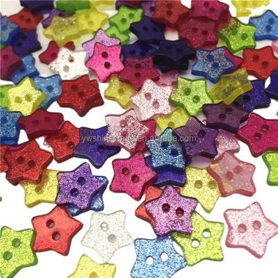 China 100pcs/bag 14mm Washable Glitter Star 2 Holes Sewing Buttons Resin Glitter Crafts DIY Wedding Decorations Clothing Accessories for sale