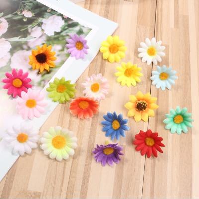 China Eco-firendly 50pcs 40mm Fabric Fake Sunflower Flowers Faux Daisy Head Wedding DIY Floral Design Craft Supplies Party Home Decorations for sale