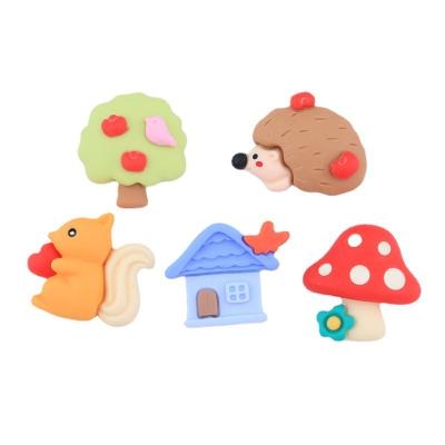 China Forest Resin Dollhouse Mushroom Squirrel Ornaments Animal Cardmaking Scrapbook Flatbacks Europe Cartoon DIY Cabochons 20pcs/bag 25mm for sale